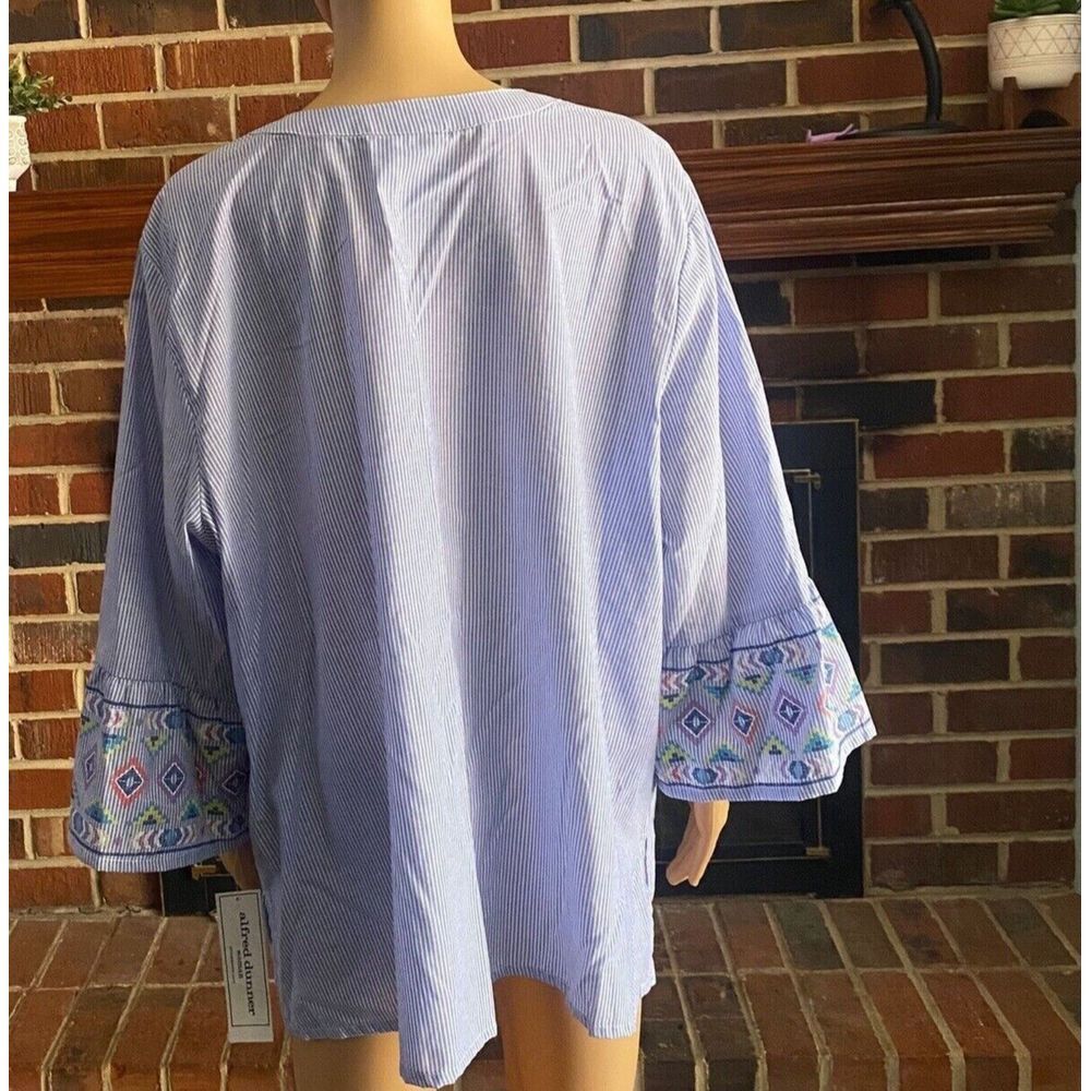 Alfred Dunner Women's Plus Size Striped Flare Sleeve Shirt top Size 2X New - Picture 3 of 14